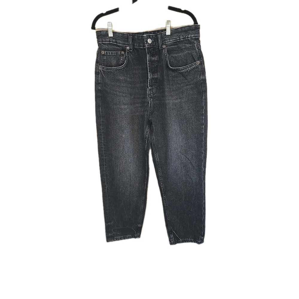 Zara Bliss Mom Jeans Size 31 High Waist Button Fly Cropped 100% Cotton NWT - Picture 3 of 11